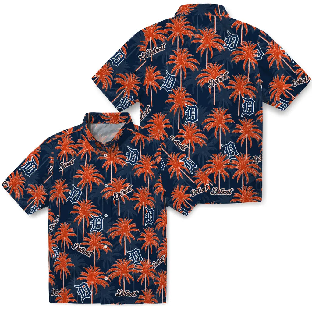 Detroit Tigers Hawaiian Shirt - Palm Tree Motif | Moonbestprint