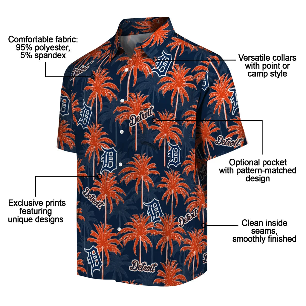 Detroit Tigers Hawaiian Shirt - Palm Tree Motif | Moonbestprint