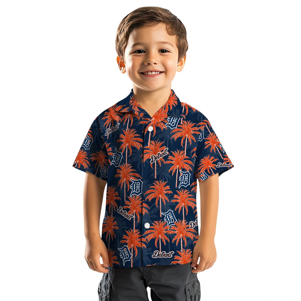 Detroit Tigers Hawaiian Shirt - Palm Tree Motif | Moonbestprint