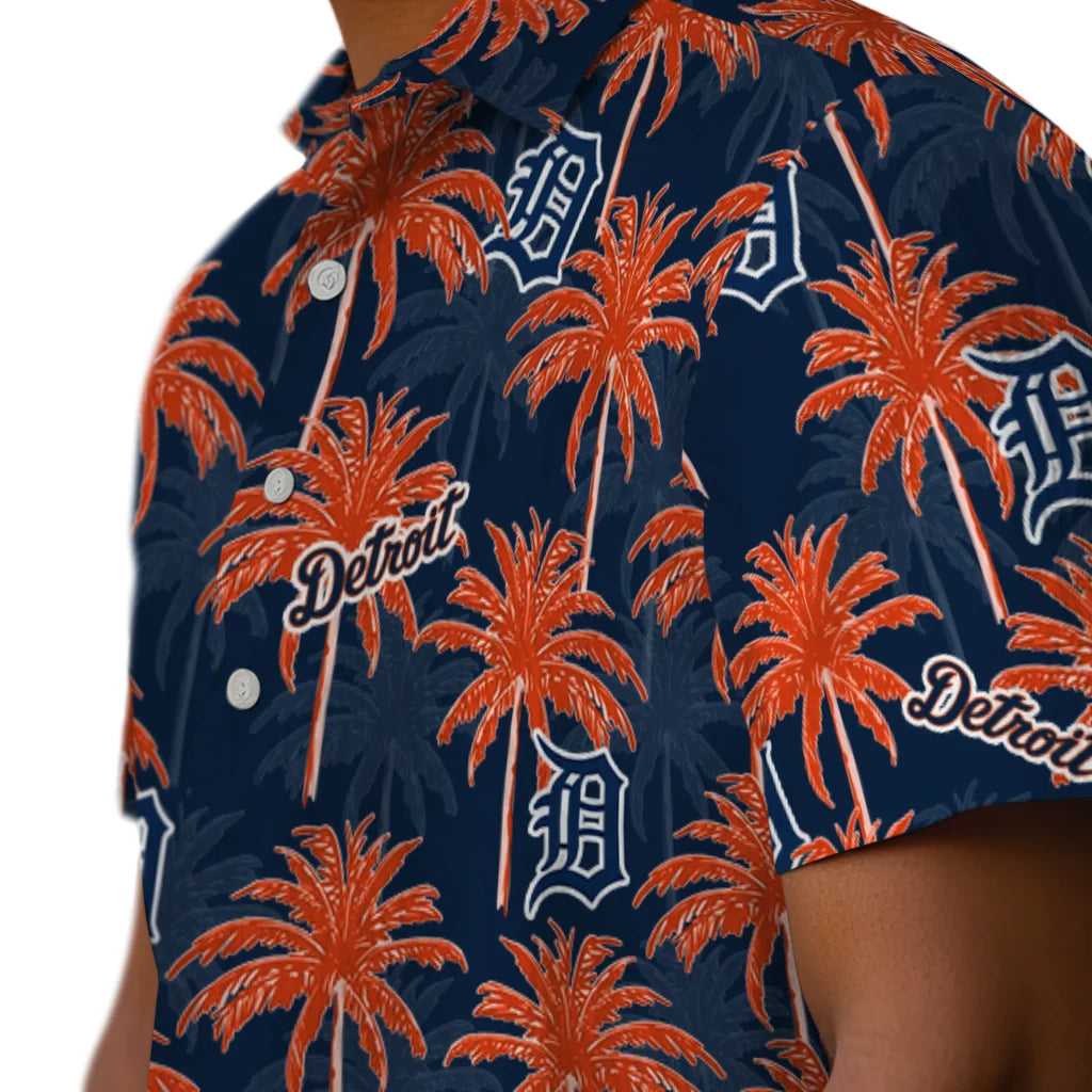 Detroit Tigers Hawaiian Shirt - Palm Tree Motif | Moonbestprint