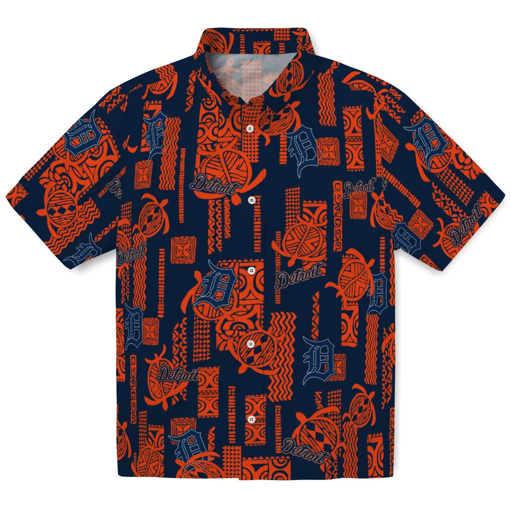 Detroit Tigers Hawaiian Shirt - Turtle Lines | Moonbestprint