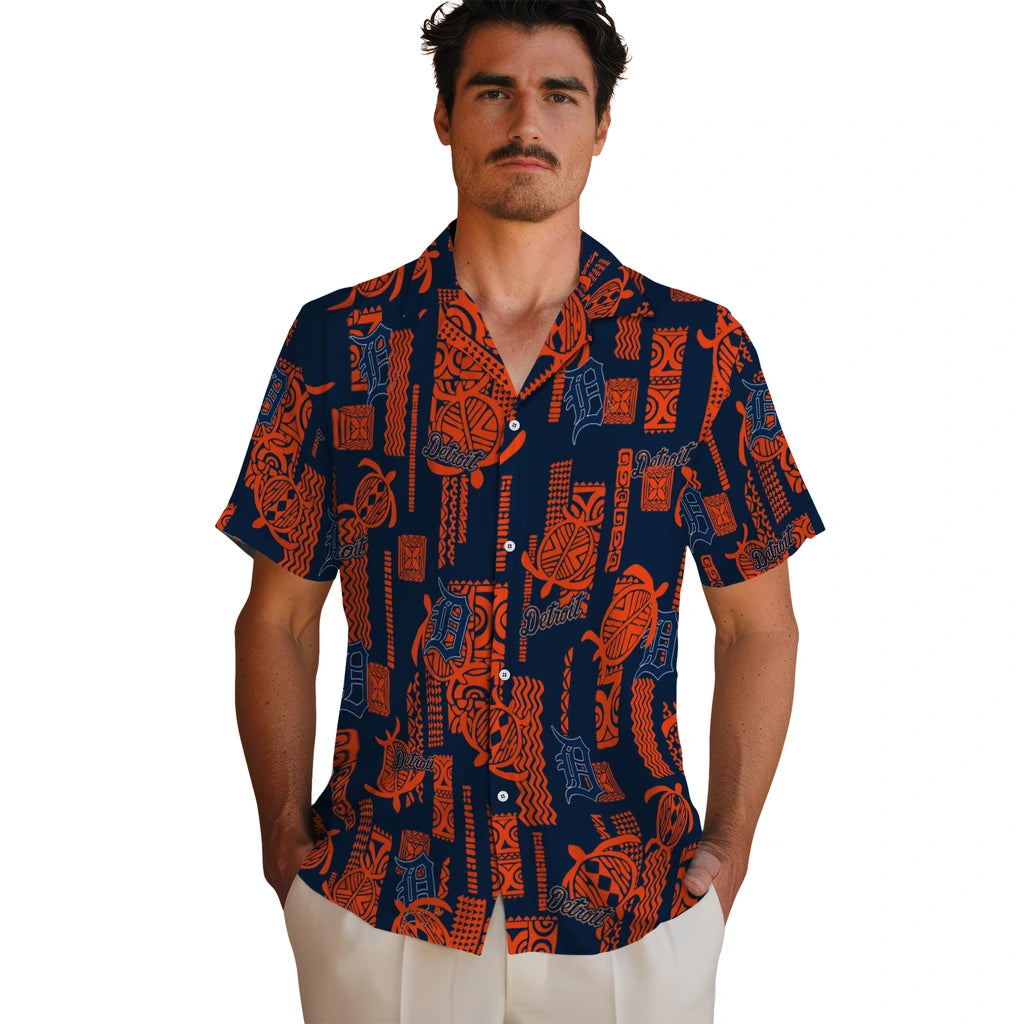Detroit Tigers Hawaiian Shirt - Turtle Lines | Moonbestprint
