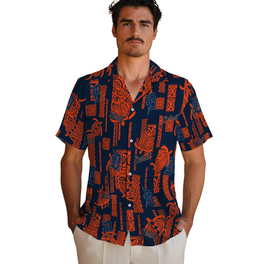 Detroit Tigers Hawaiian Shirt - Turtle Lines | Moonbestprint