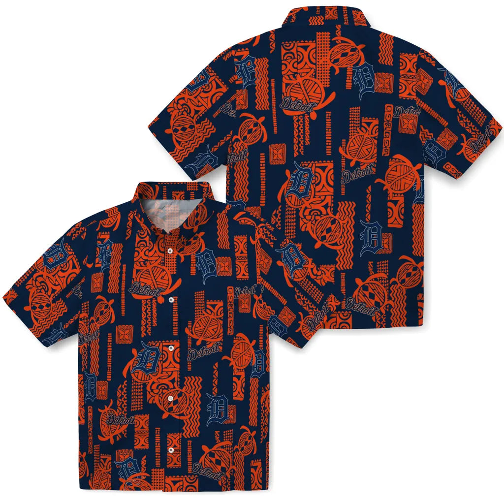 Detroit Tigers Hawaiian Shirt - Turtle Lines | Moonbestprint