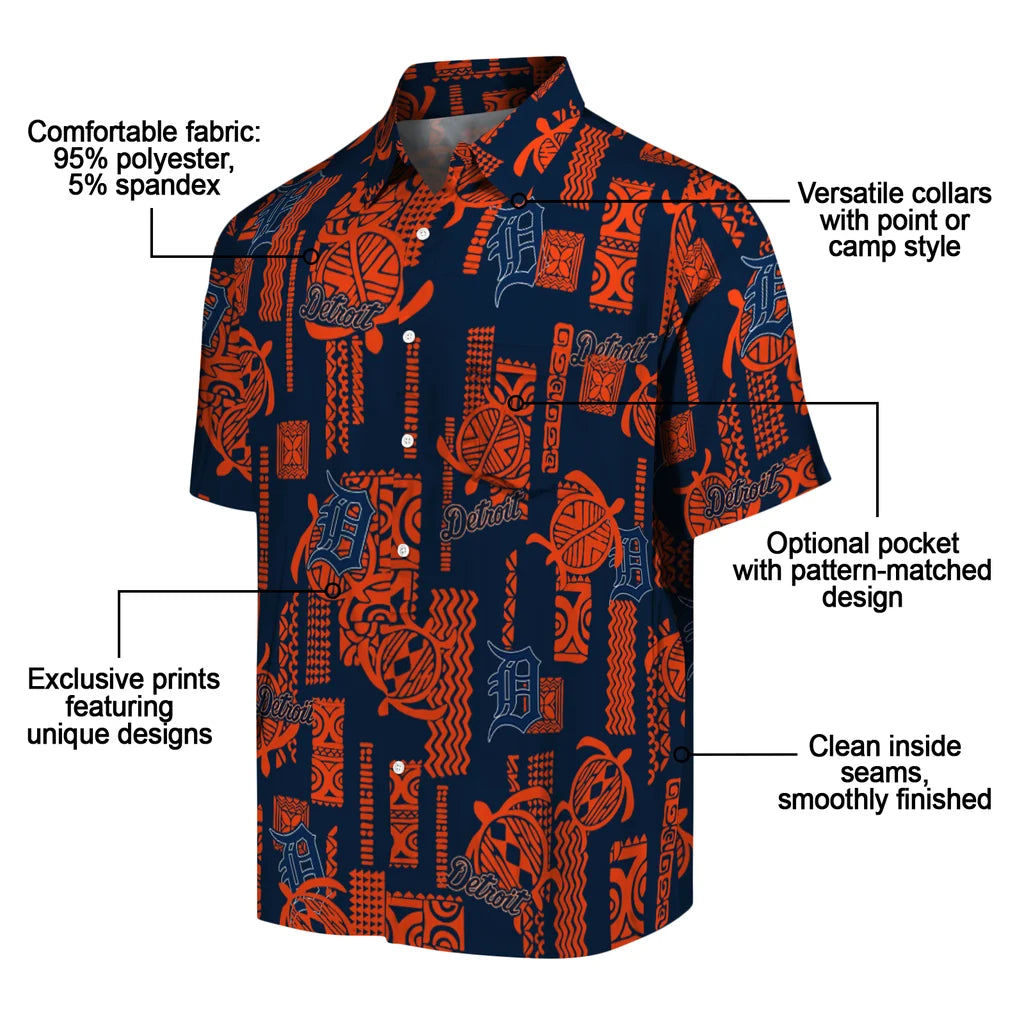 Detroit Tigers Hawaiian Shirt - Turtle Lines | Moonbestprint