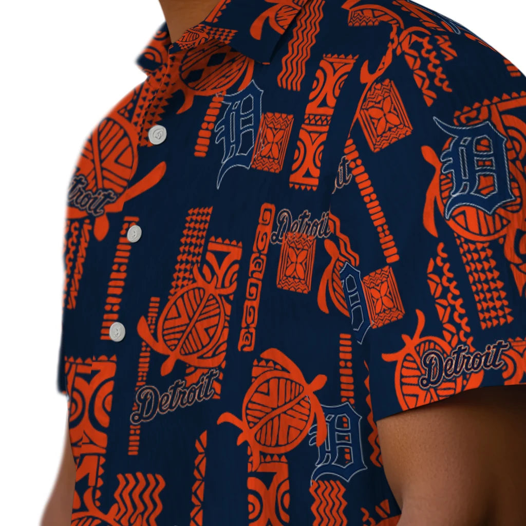 Detroit Tigers Hawaiian Shirt - Turtle Lines | Moonbestprint