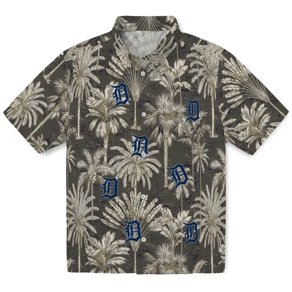 Detroit Tigers Hawaiian Shirt - Vintage Palm Tree | Moonbestprint