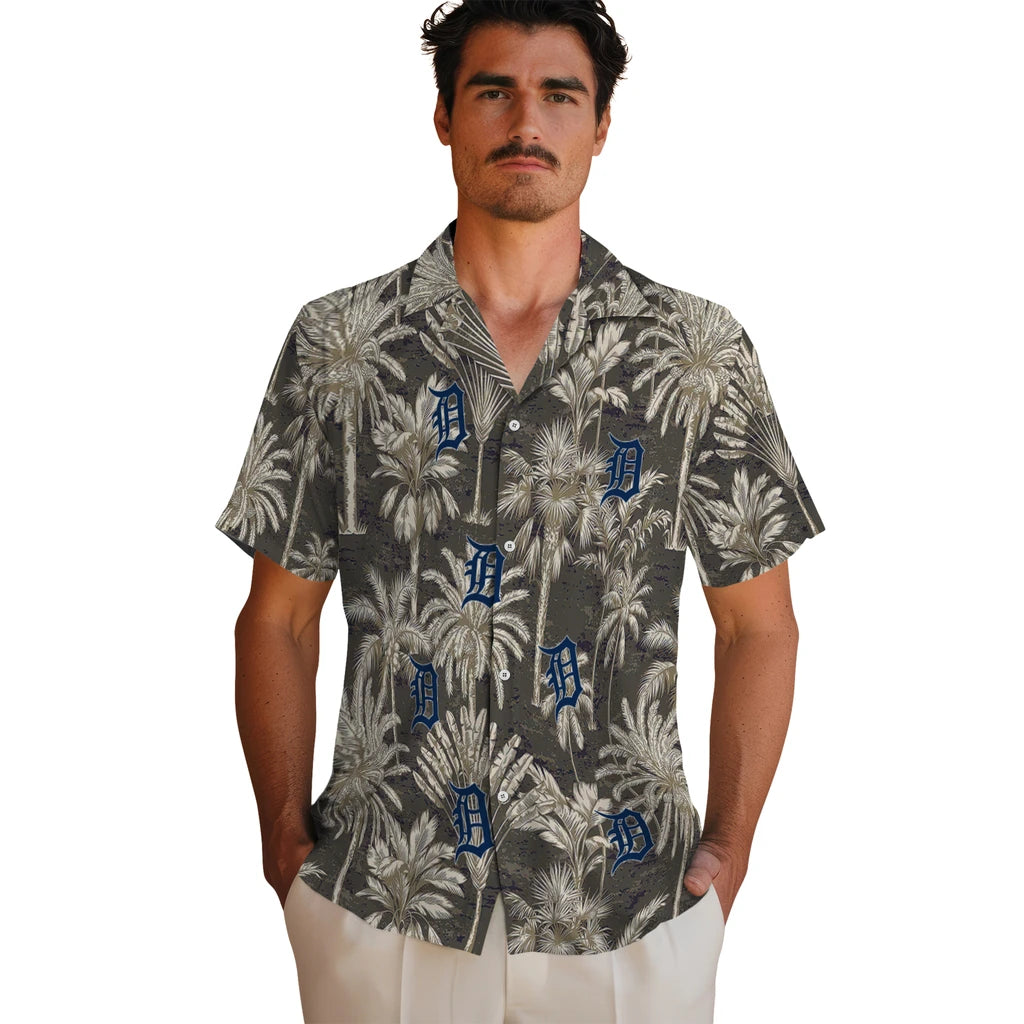 Detroit Tigers Hawaiian Shirt - Vintage Palm Tree | Moonbestprint