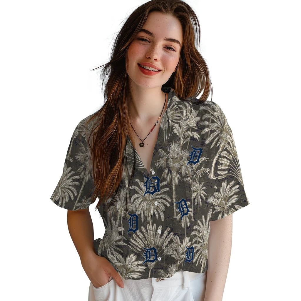 Detroit Tigers Hawaiian Shirt - Vintage Palm Tree | Moonbestprint