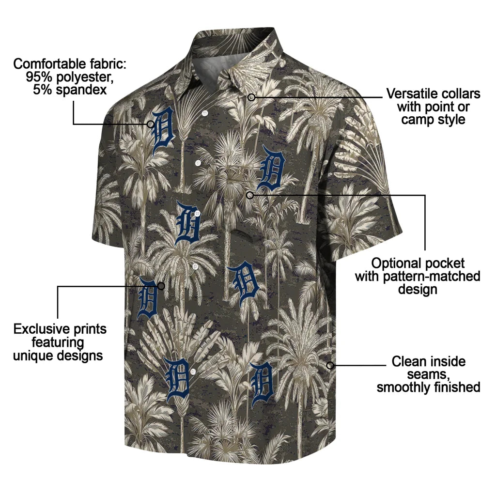 Detroit Tigers Hawaiian Shirt - Vintage Palm Tree | Moonbestprint