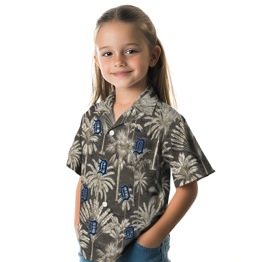 Detroit Tigers Hawaiian Shirt - Vintage Palm Tree | Moonbestprint