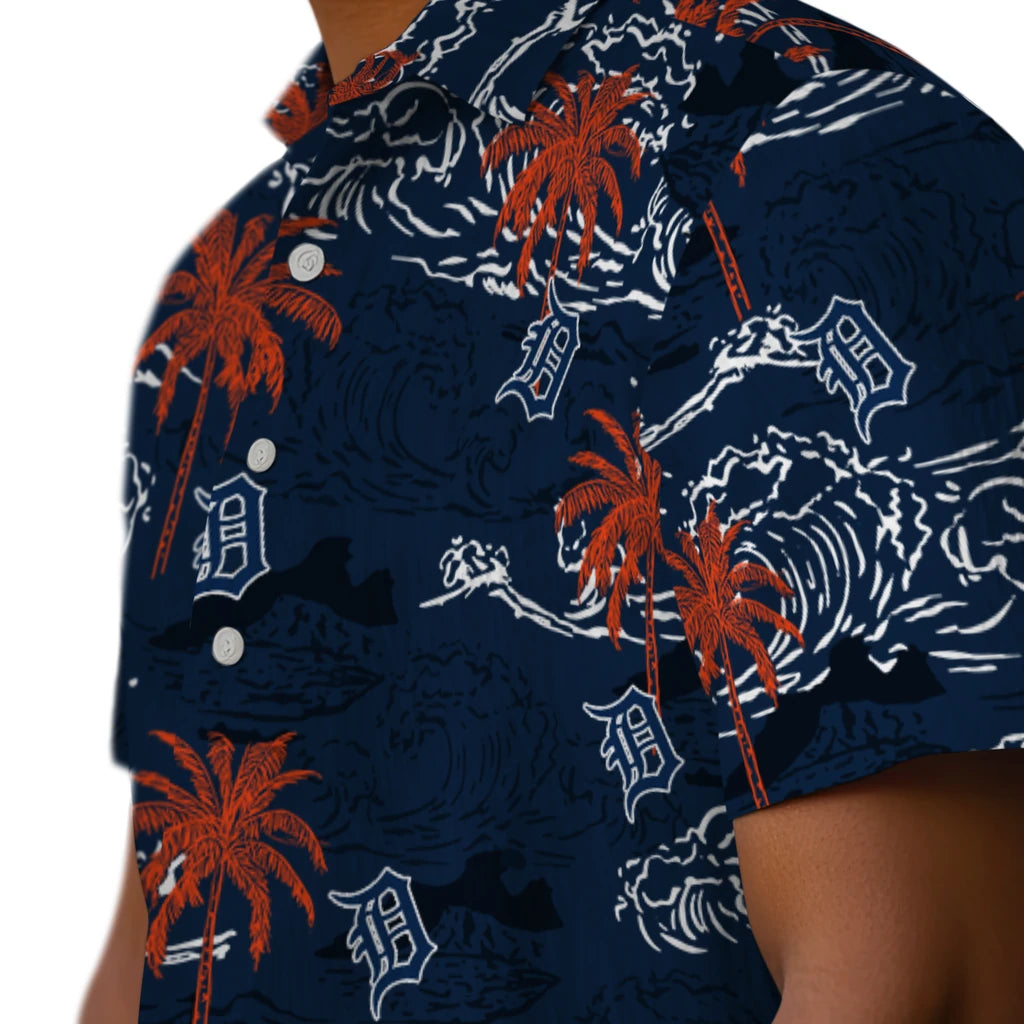 Detroit Tigers Hawaiian Shirt - Wave Palm | Moonbestprint