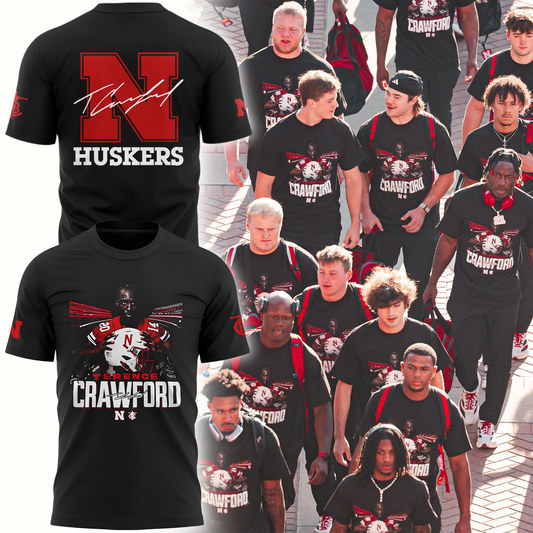 Exclusive Version Nebraska Cornhuskers Football x Crawford T-Shirt 2025 | DG25 Moonbestprint