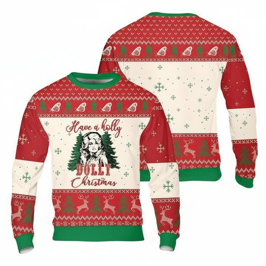 Dolly Parton Christmas Red Green Ugly Sweater ? Usalast