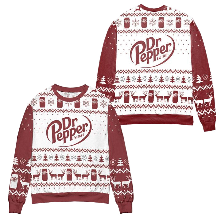 Dr Pepper Soda Logo Snowflakes Pattern Ugly Christmas Sweater ? Usalast