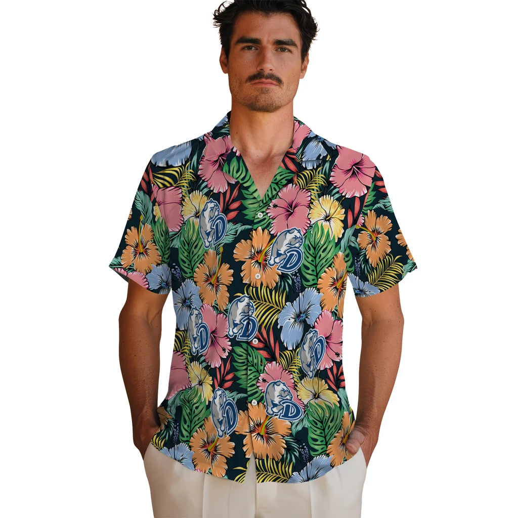 Drake Bulldogs Hawaiian Shirt - Brilliant Hibiscus Garden | Moonbestprint