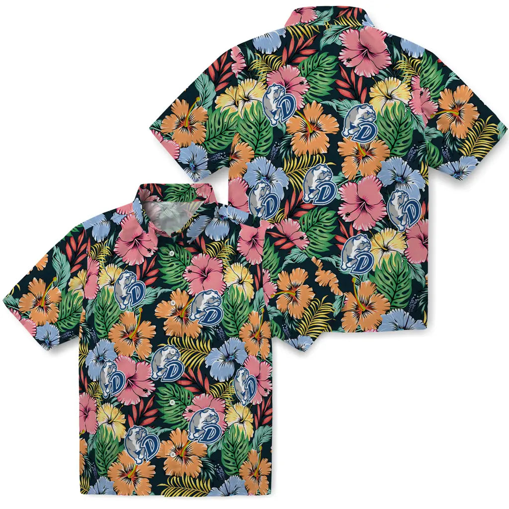 Drake Bulldogs Hawaiian Shirt - Brilliant Hibiscus Garden | Moonbestprint