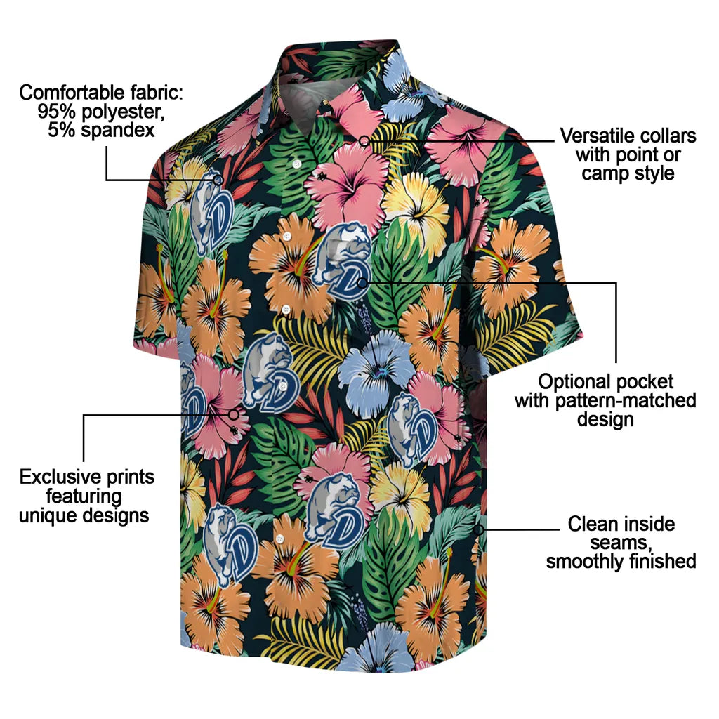Drake Bulldogs Hawaiian Shirt - Brilliant Hibiscus Garden | Moonbestprint