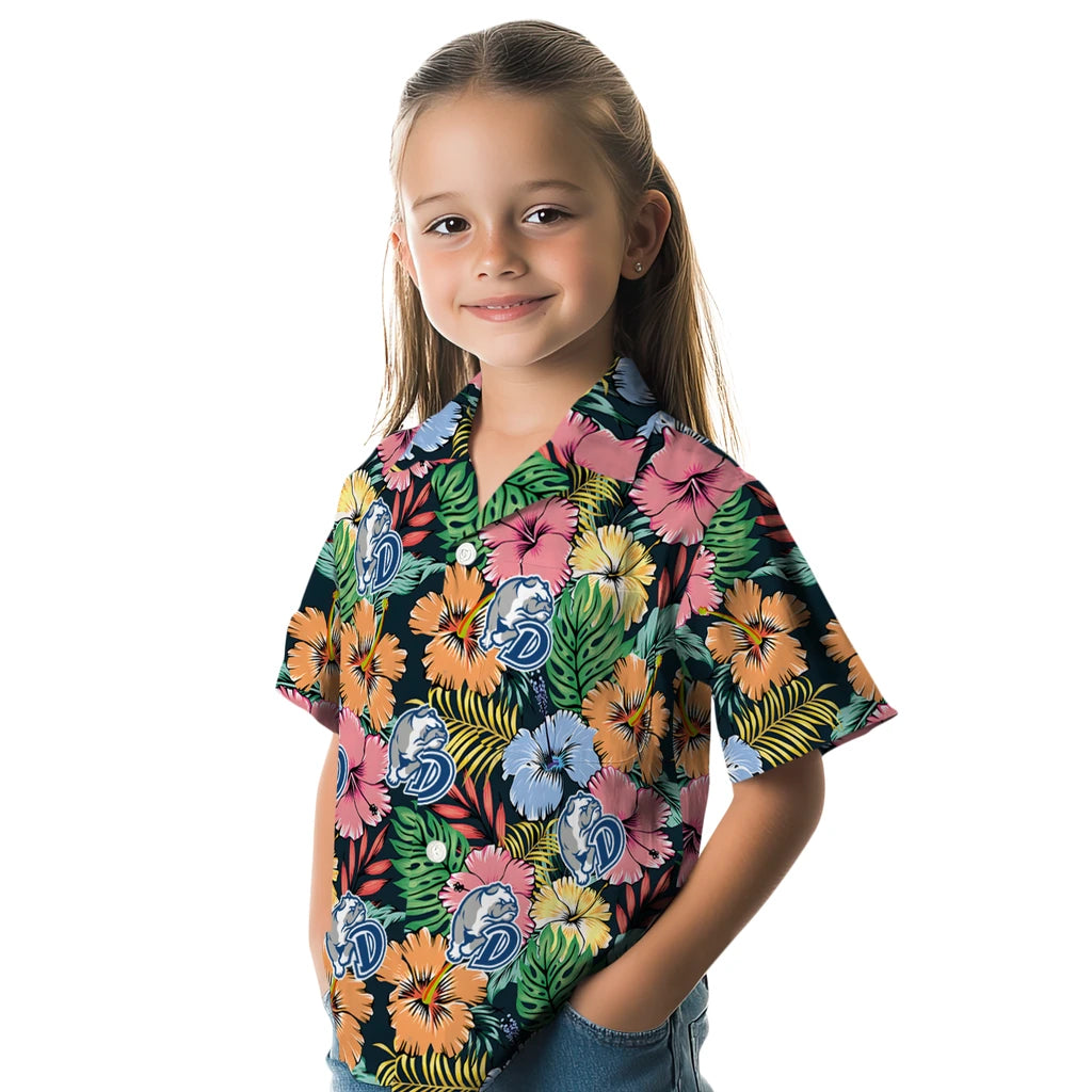 Drake Bulldogs Hawaiian Shirt - Brilliant Hibiscus Garden | Moonbestprint