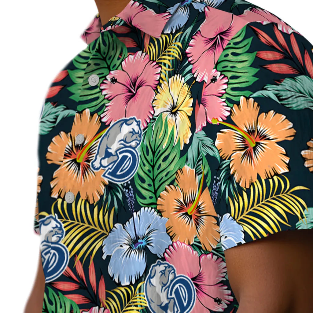Drake Bulldogs Hawaiian Shirt - Brilliant Hibiscus Garden | Moonbestprint