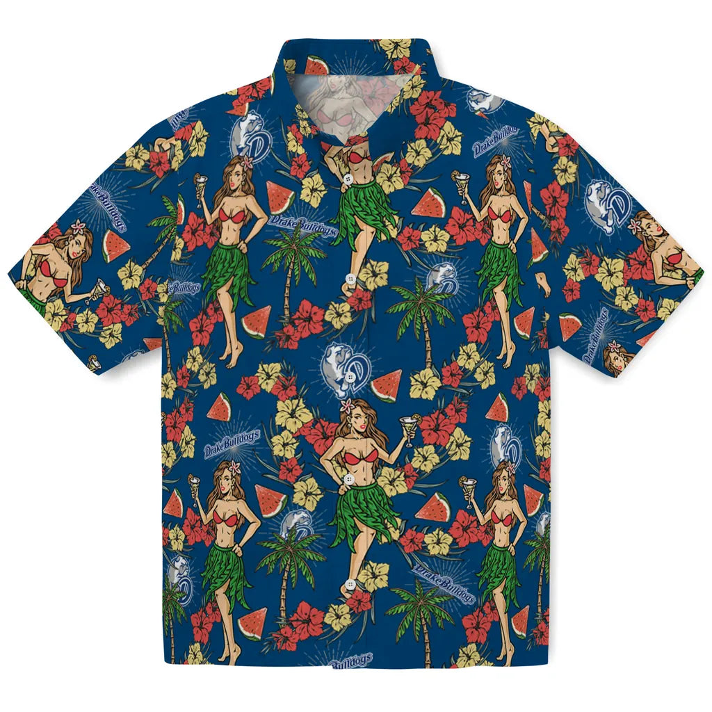 Drake Bulldogs Hawaiian Shirt - Hawaiian Girls Design | Moonbestprint