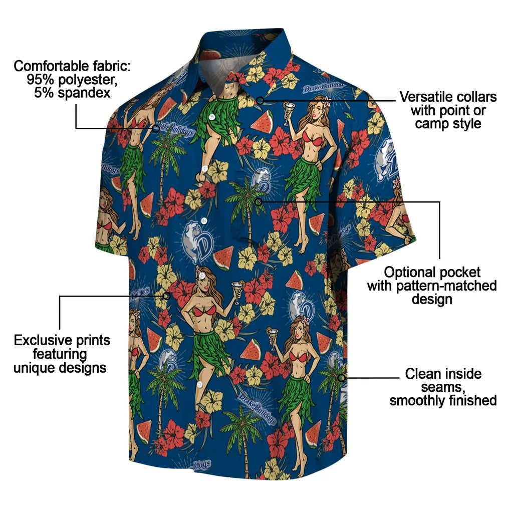 Drake Bulldogs Hawaiian Shirt - Hawaiian Girls Design | Moonbestprint