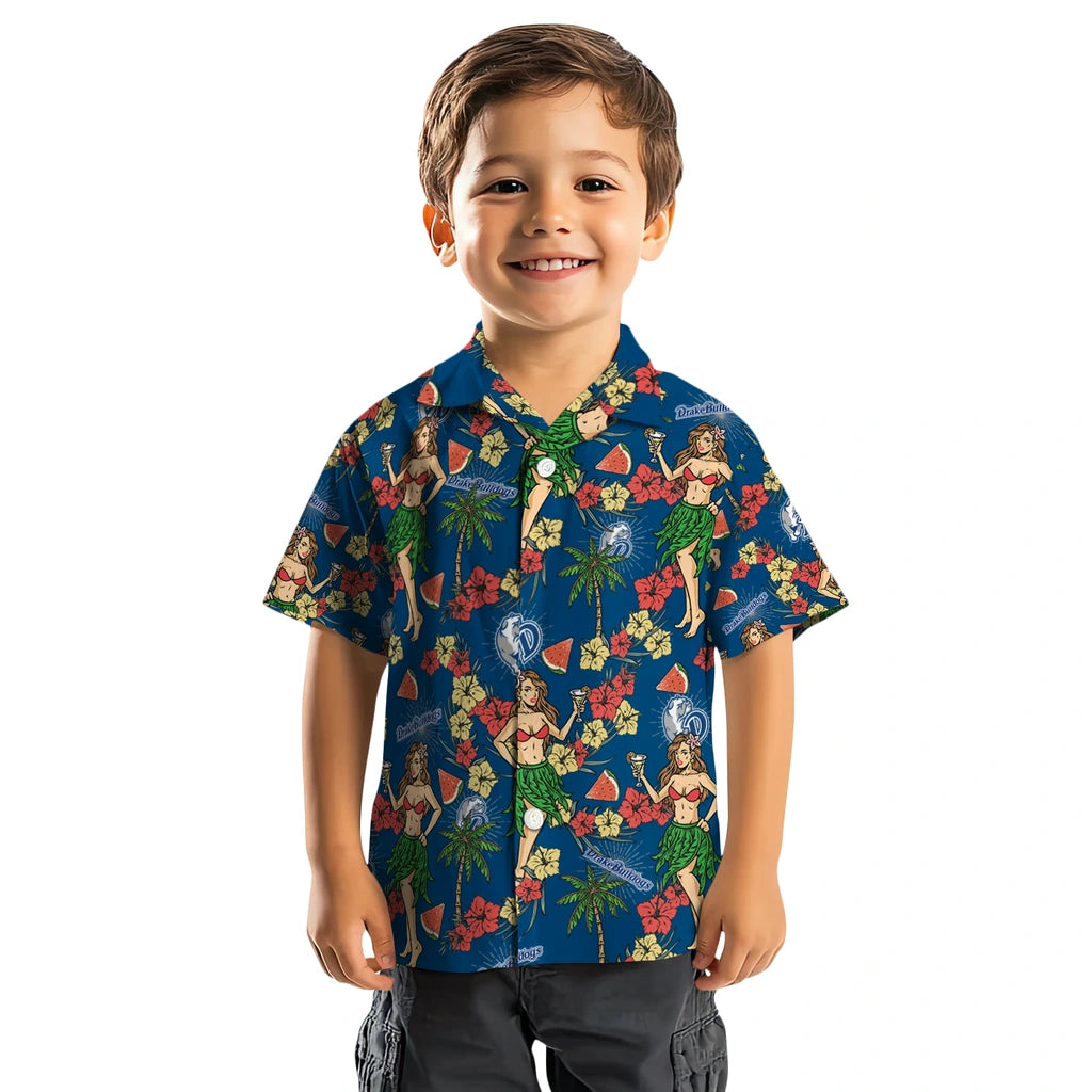 Drake Bulldogs Hawaiian Shirt - Hawaiian Girls Design | Moonbestprint