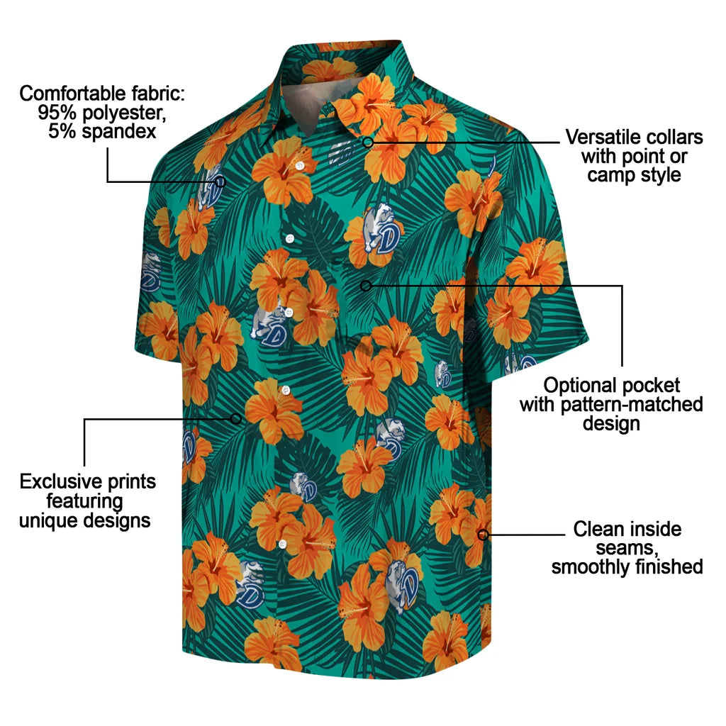 Drake Bulldogs Hawaiian Shirt - Hibiscus and Palm Leaves | Moonbestprint