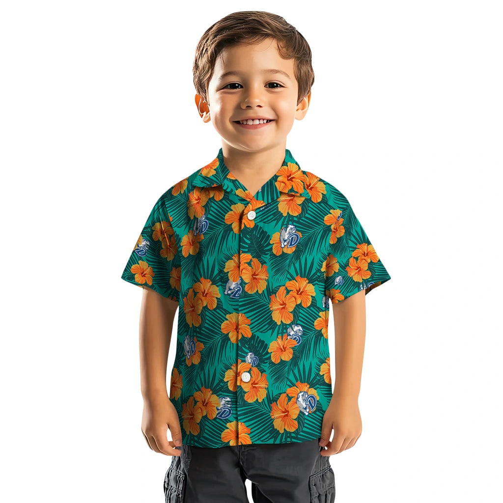 Drake Bulldogs Hawaiian Shirt - Hibiscus and Palm Leaves | Moonbestprint