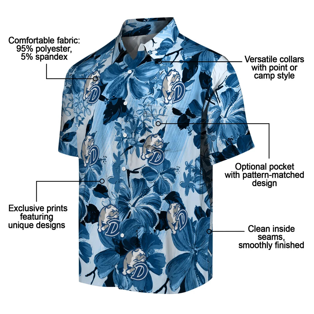 Drake Bulldogs Hawaiian Shirt - Hibiscus Arrangement | Moonbestprint