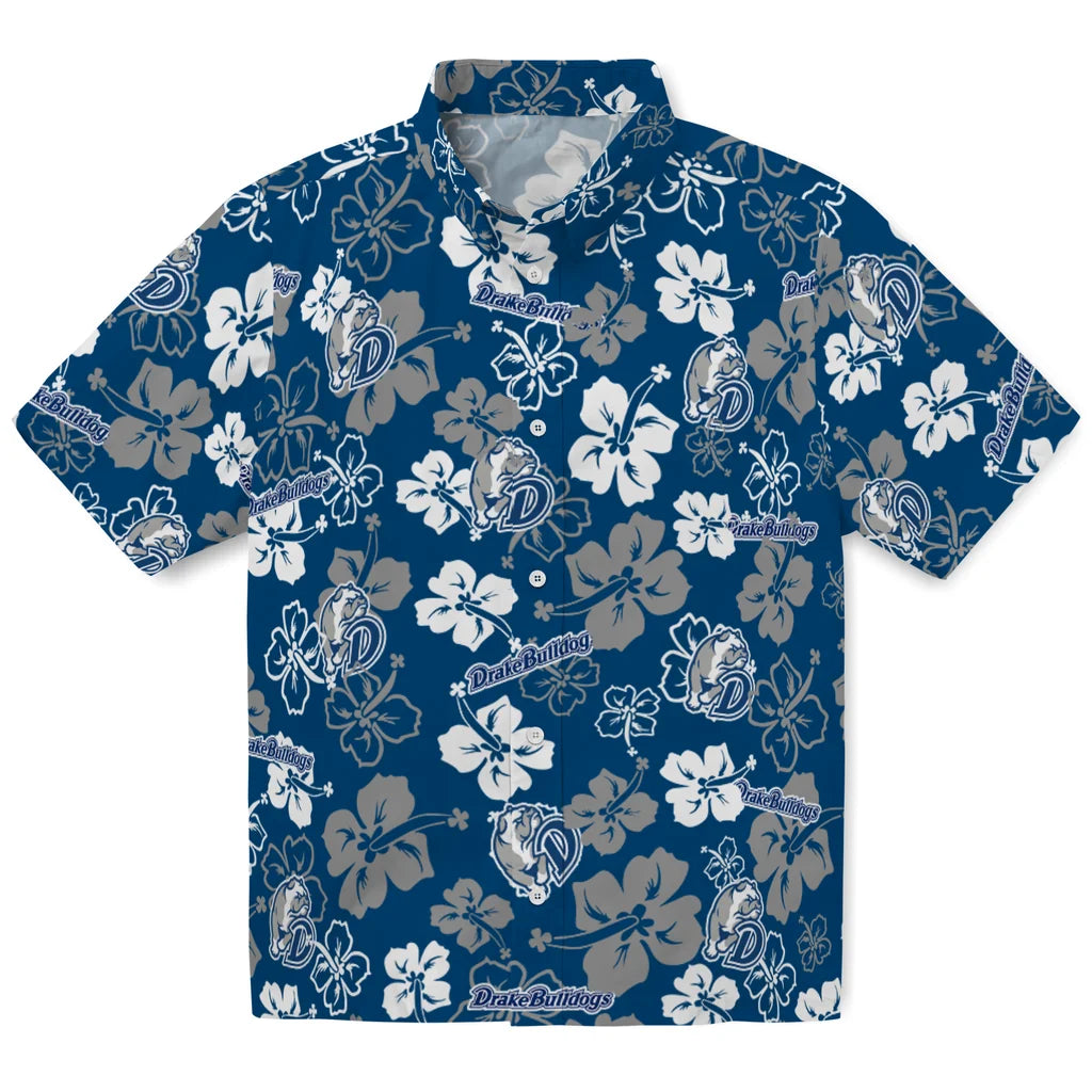 Drake Bulldogs Hawaiian Shirt - Hibiscus Flower Design | Moonbestprint