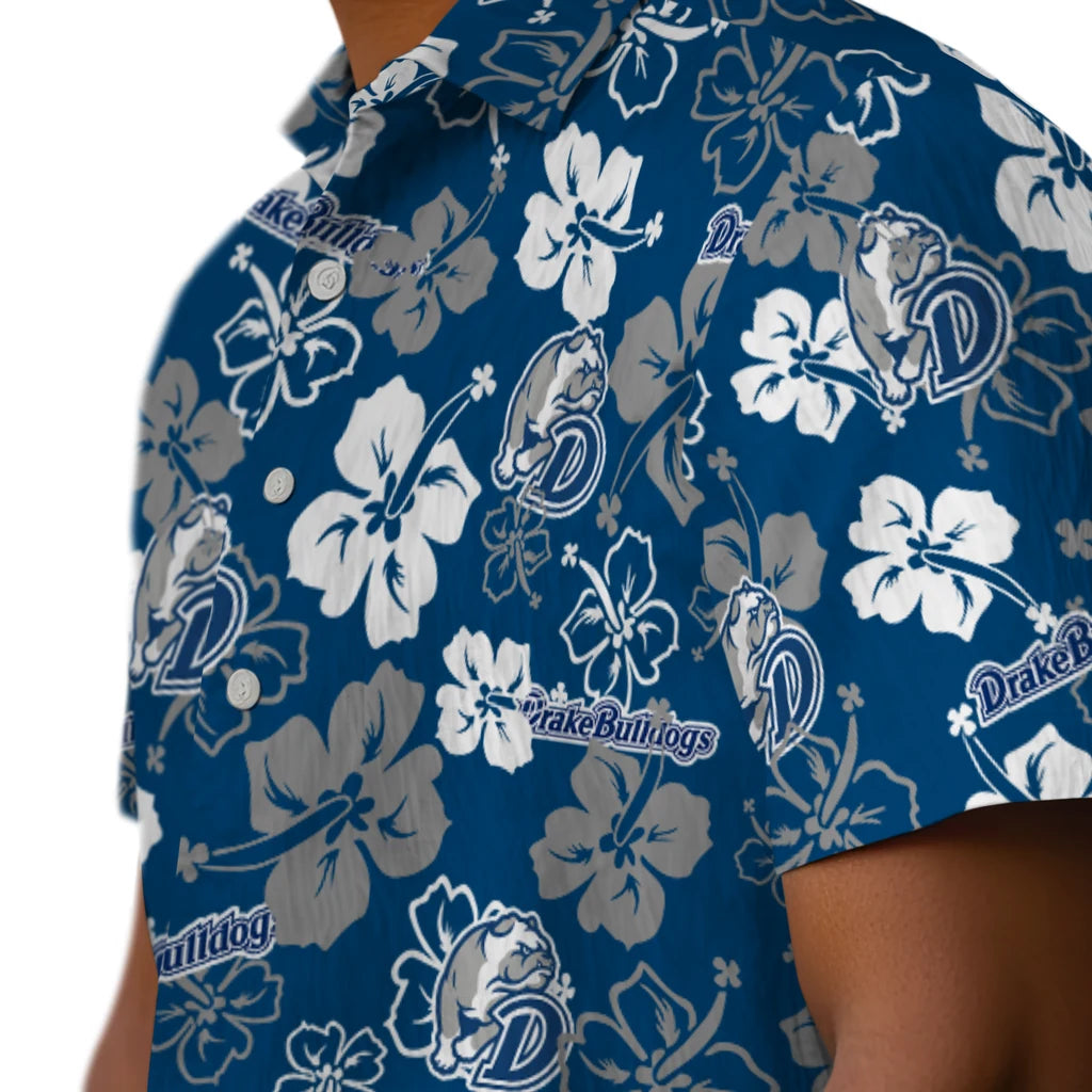 Drake Bulldogs Hawaiian Shirt - Hibiscus Flower Design | Moonbestprint