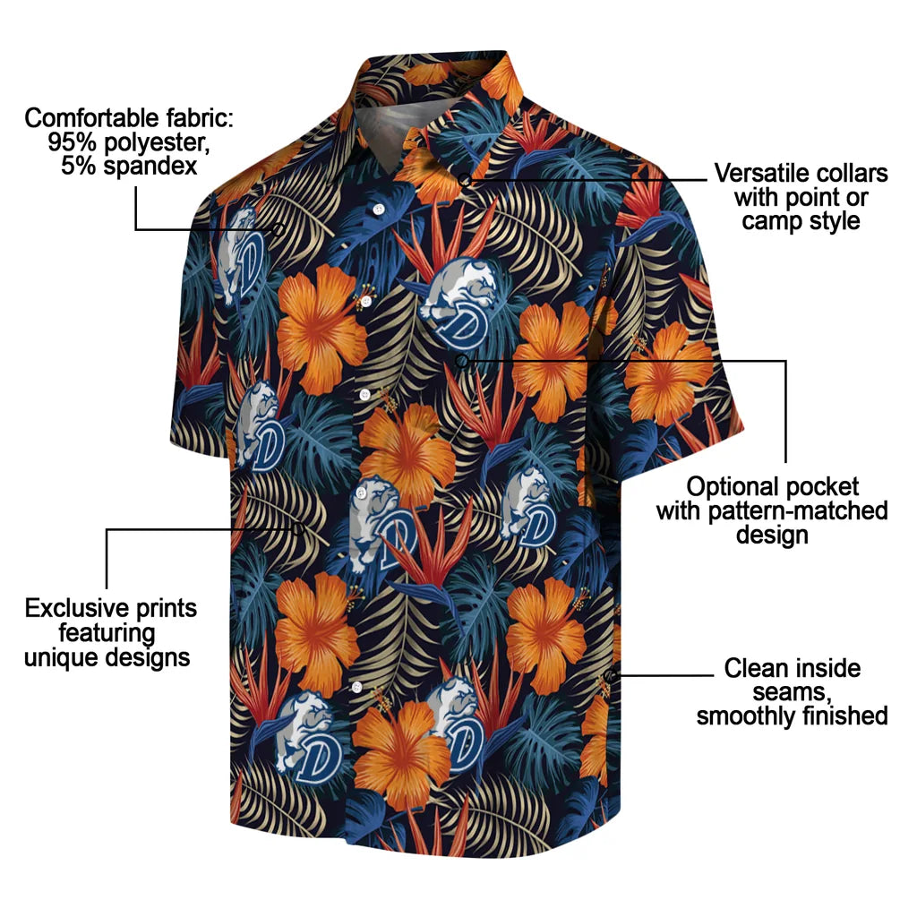 Drake Bulldogs Hawaiian Shirt - Hibiscus Foliage | Moonbestprint