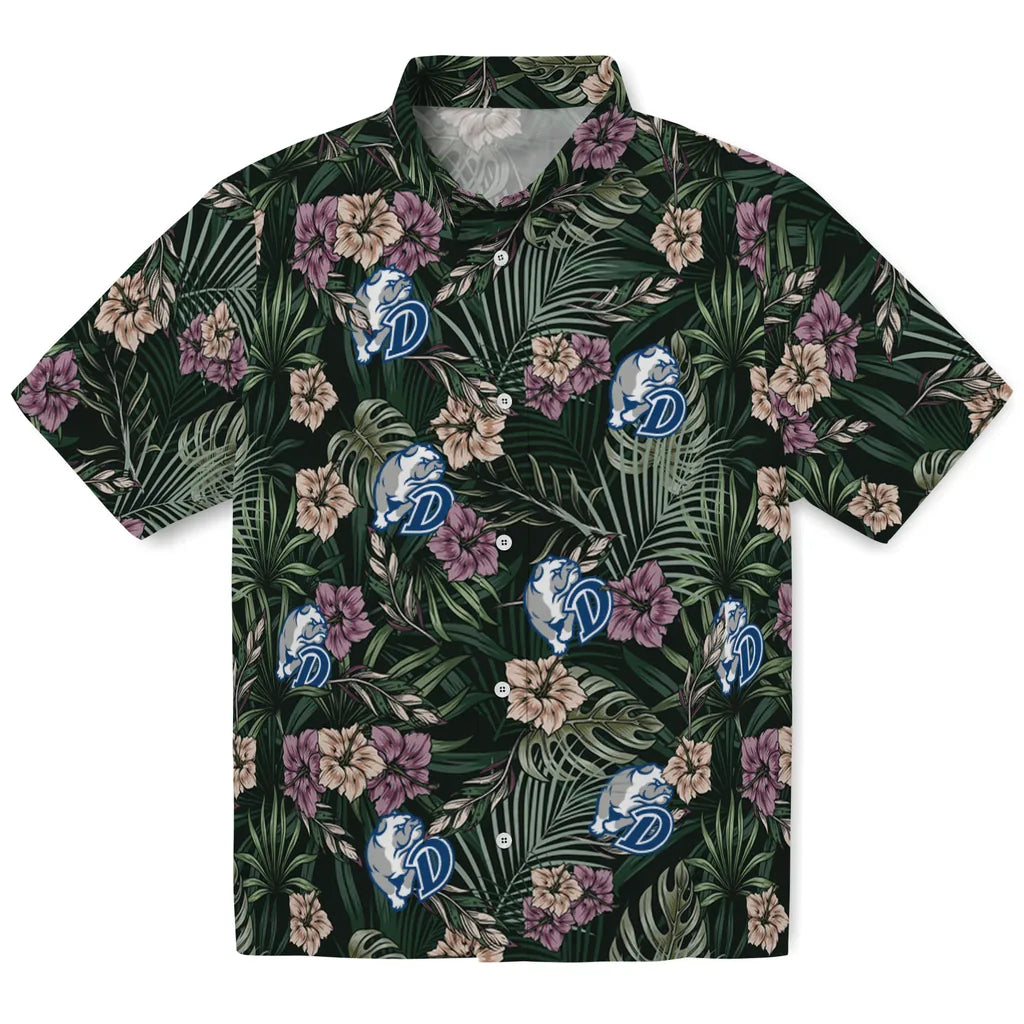 Drake Bulldogs Hawaiian Shirt - Hibiscus Leaves Pattern | Moonbestprint