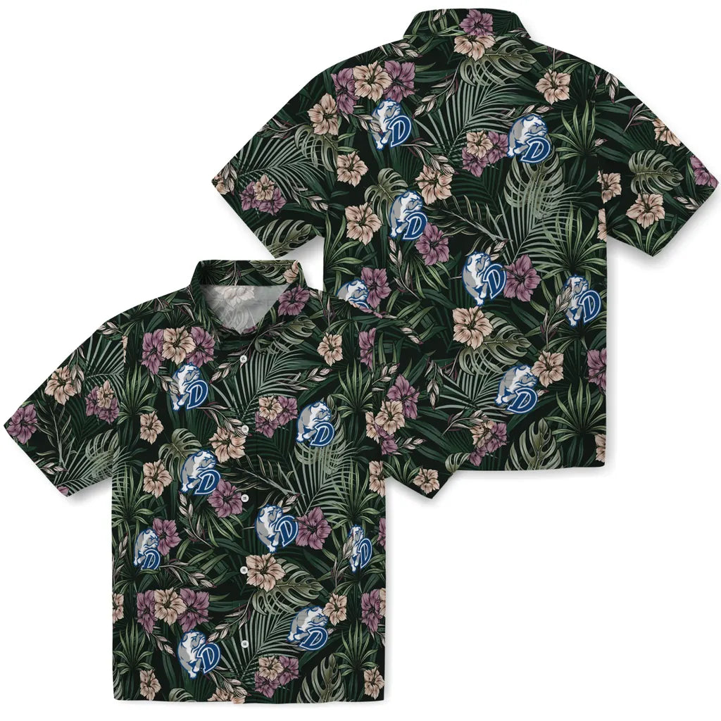 Drake Bulldogs Hawaiian Shirt - Hibiscus Leaves Pattern | Moonbestprint