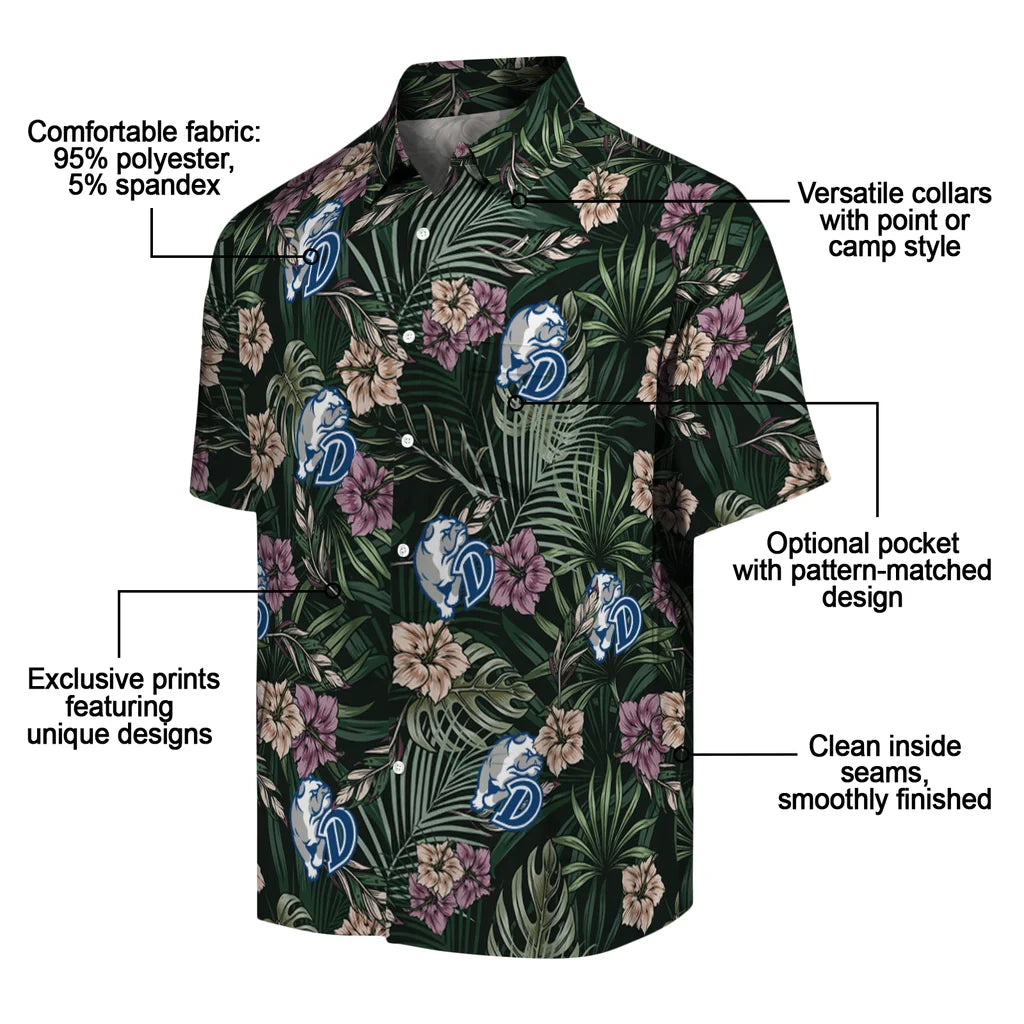 Drake Bulldogs Hawaiian Shirt - Hibiscus Leaves Pattern | Moonbestprint