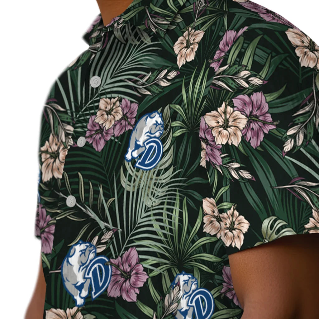 Drake Bulldogs Hawaiian Shirt - Hibiscus Leaves Pattern | Moonbestprint