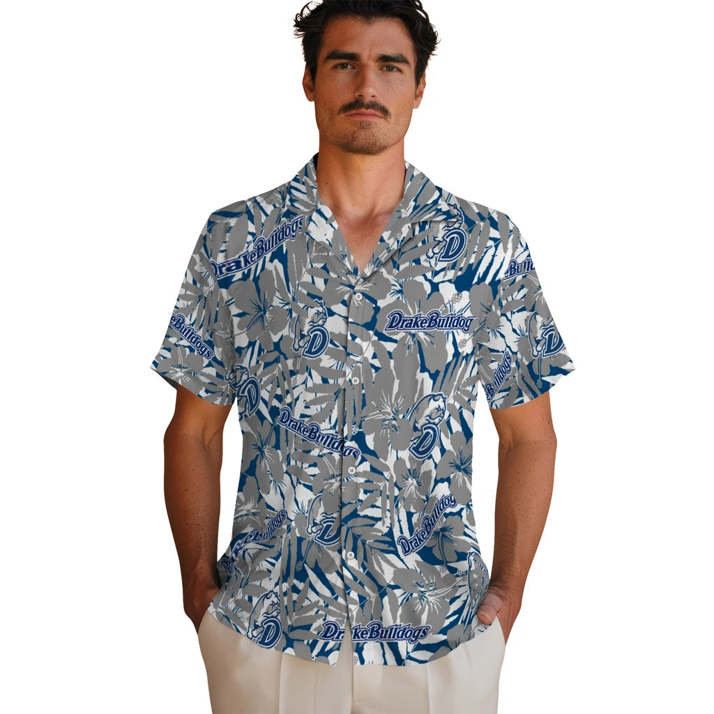 Drake Bulldogs Hawaiian Shirt - Hibiscus Overlay | Moonbestprint