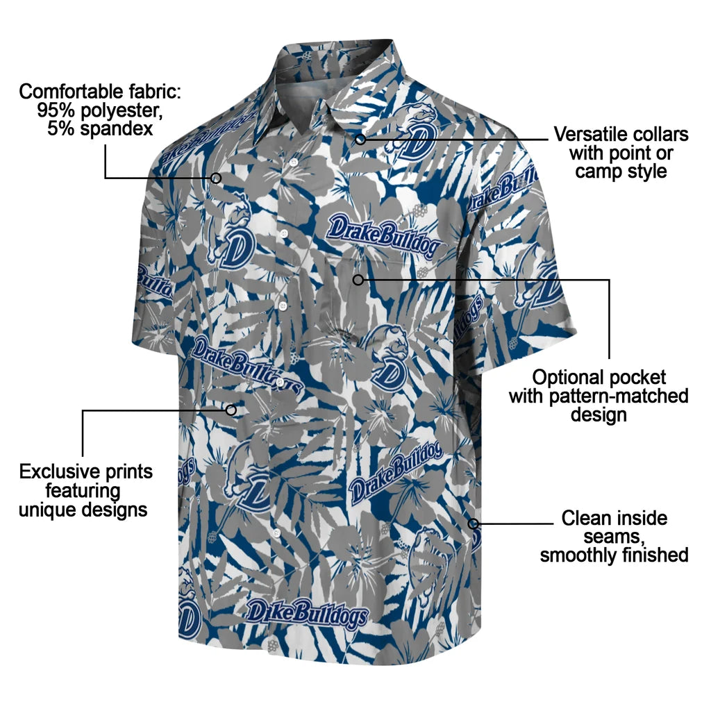 Drake Bulldogs Hawaiian Shirt - Hibiscus Overlay | Moonbestprint