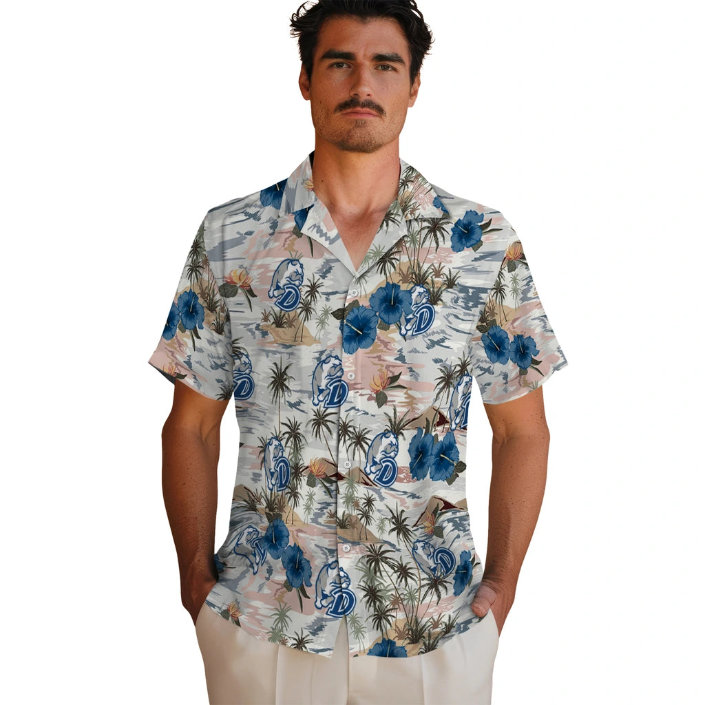Drake Bulldogs Hawaiian Shirt - Hibiscus Seaside | Moonbestprint
