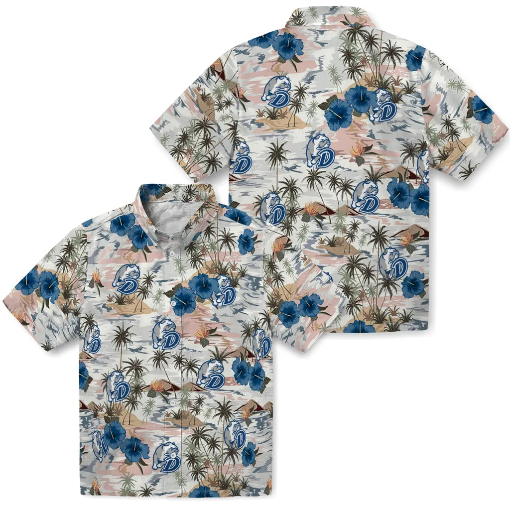Drake Bulldogs Hawaiian Shirt - Hibiscus Seaside | Moonbestprint