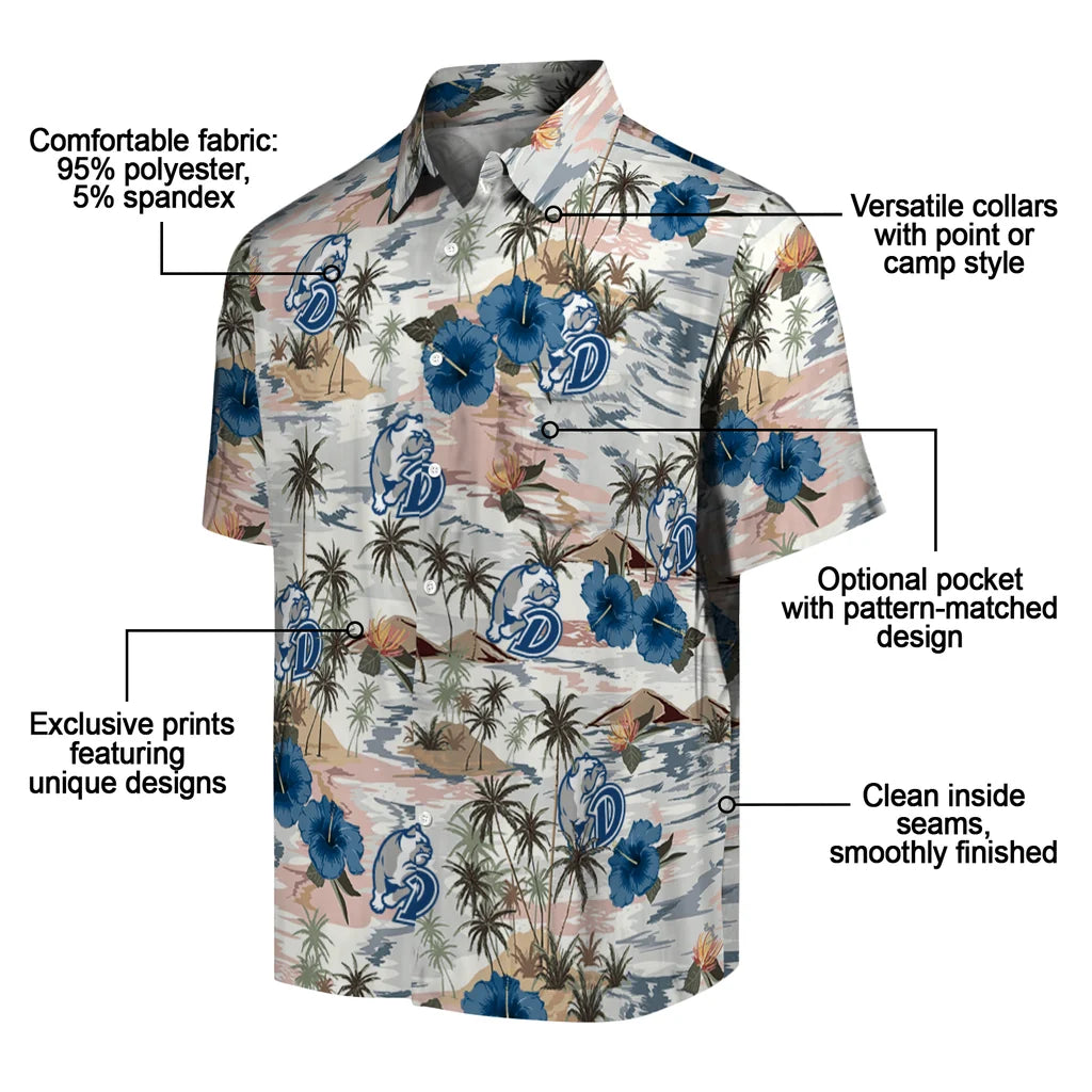 Drake Bulldogs Hawaiian Shirt - Hibiscus Seaside | Moonbestprint