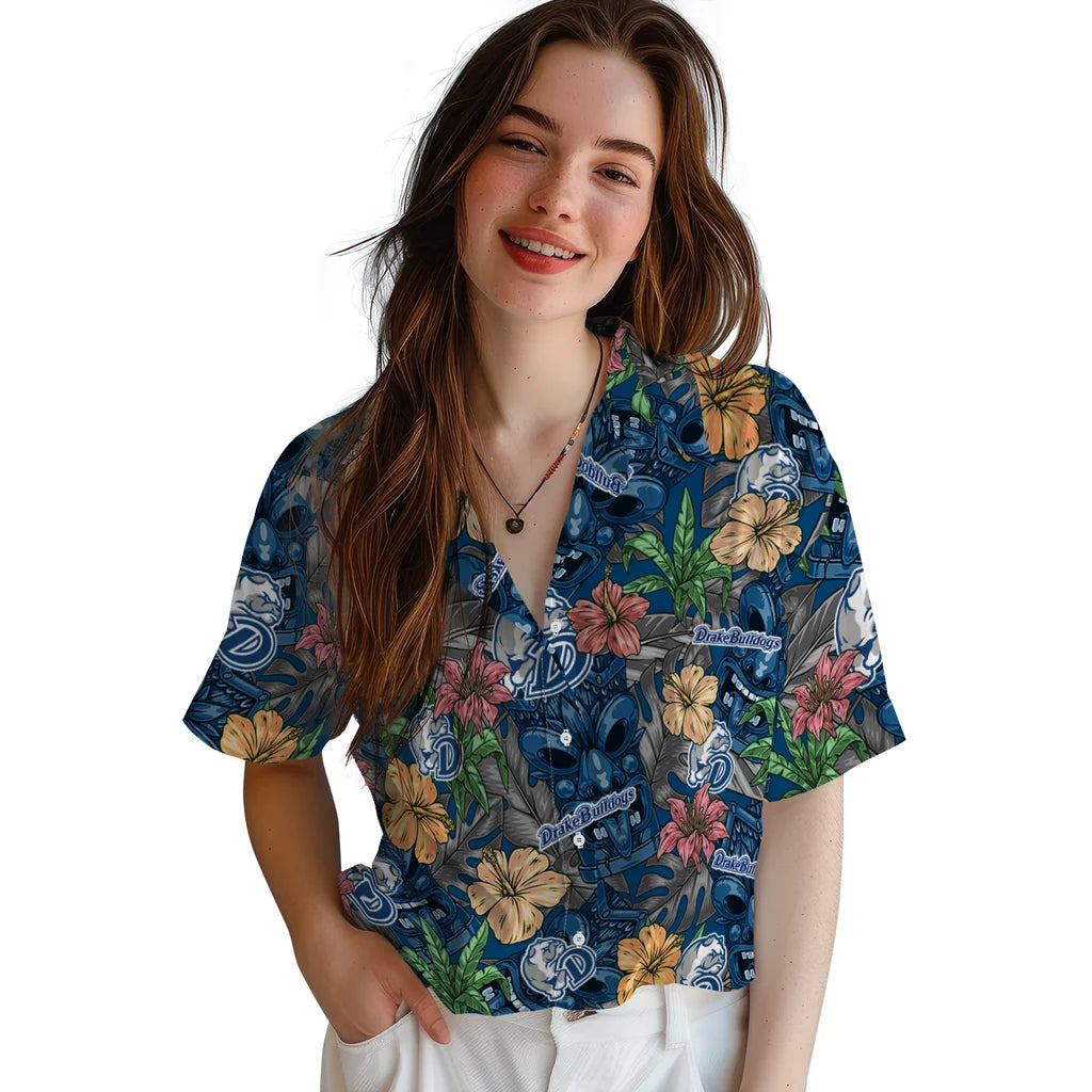 Drake Bulldogs Hawaiian Shirt - Hibiscus Tiki Jungle | Moonbestprint