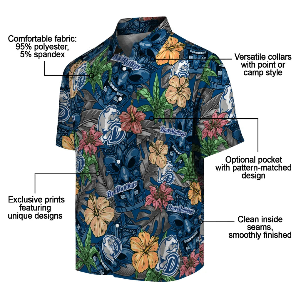 Drake Bulldogs Hawaiian Shirt - Hibiscus Tiki Jungle | Moonbestprint