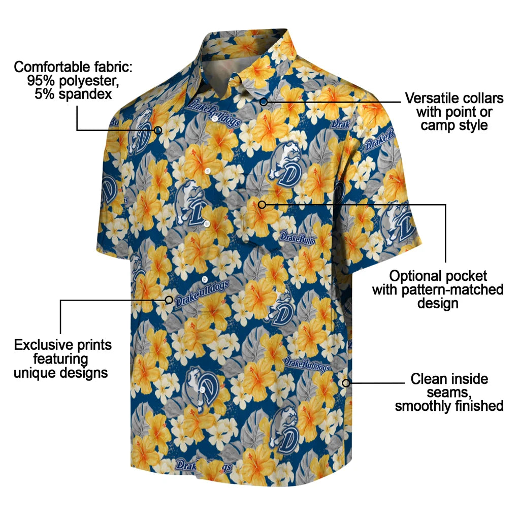 Drake Bulldogs Hawaiian Shirt - Hibiscus Tropics | Moonbestprint