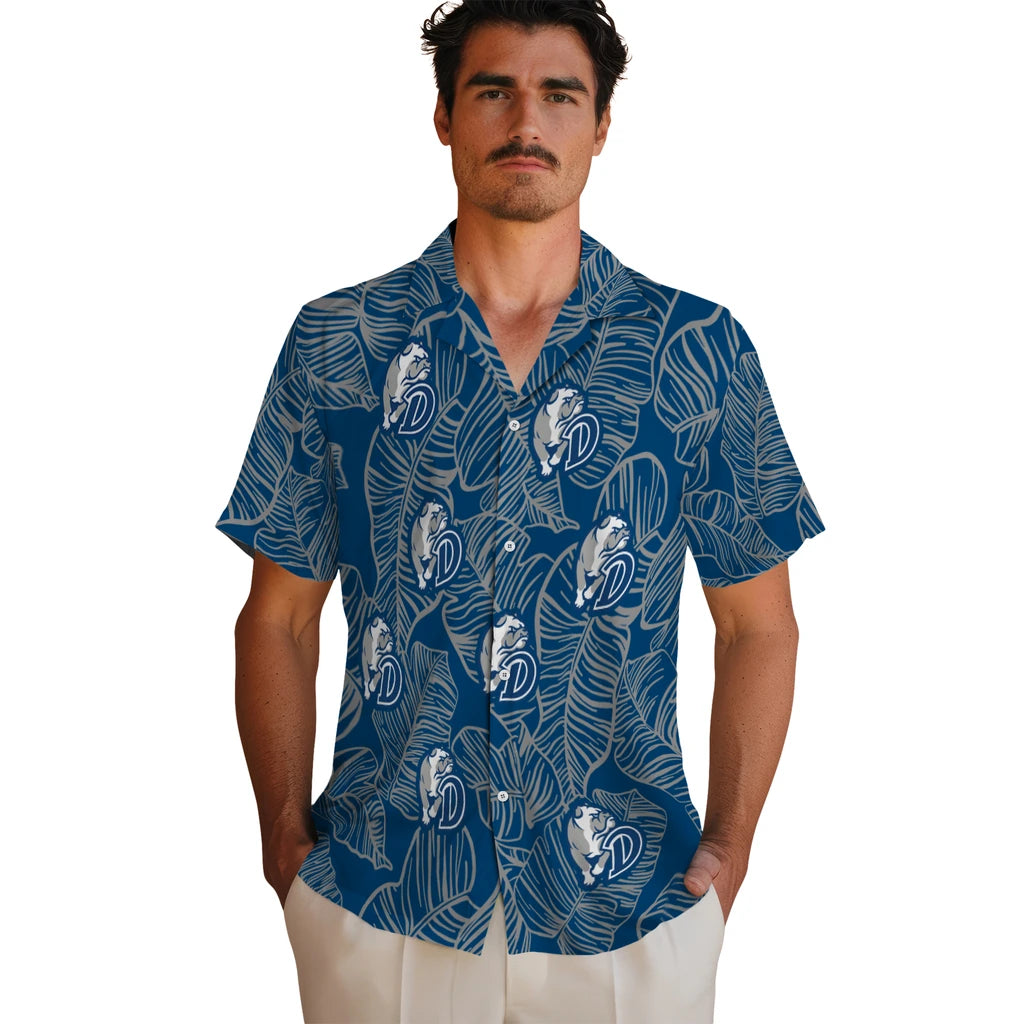 Drake Bulldogs Hawaiian Shirt - Leaf Outline | Moonbestprint