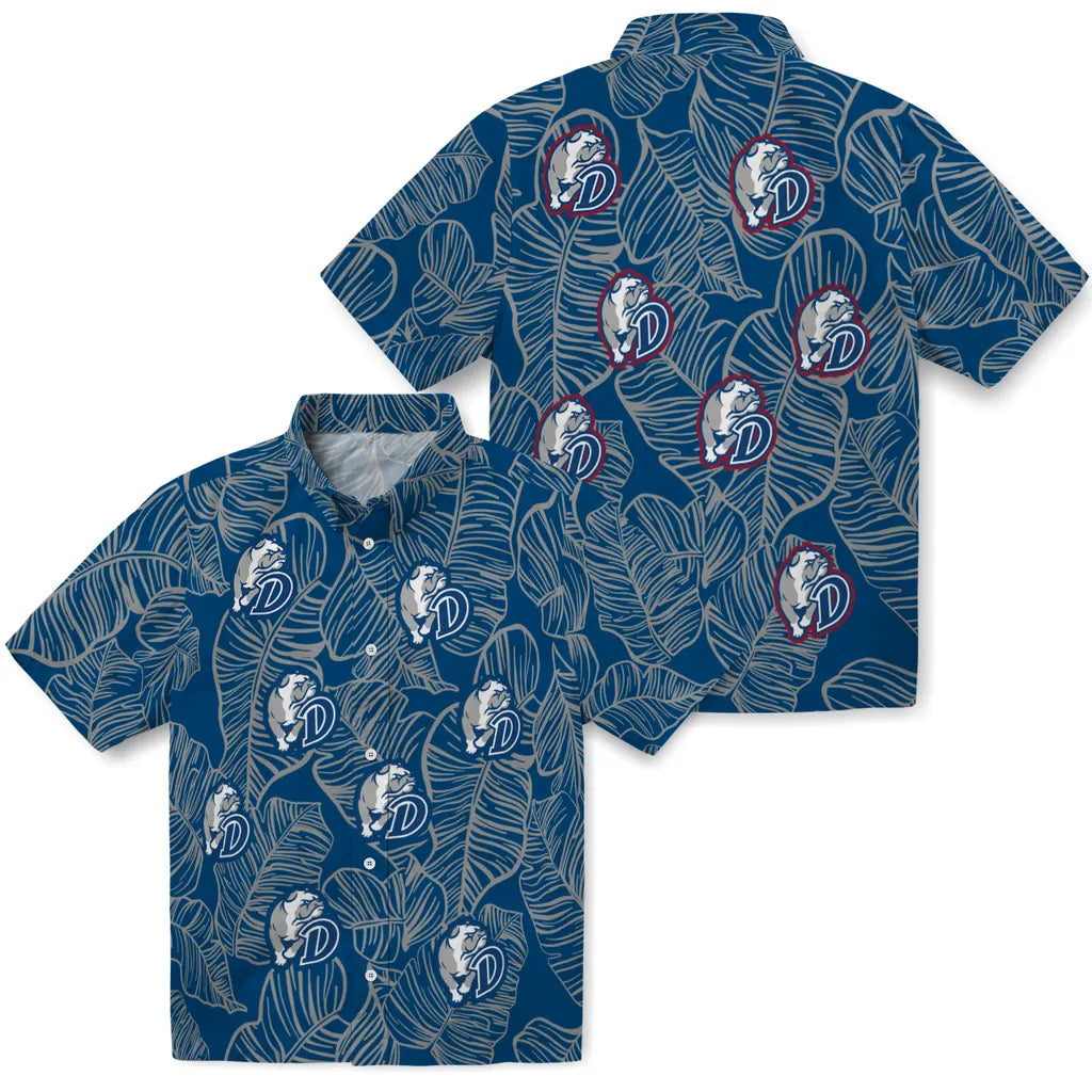 Drake Bulldogs Hawaiian Shirt - Leaf Outline | Moonbestprint
