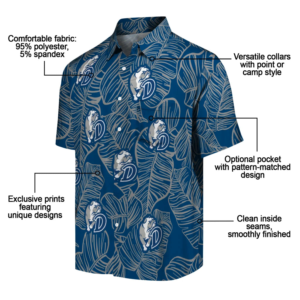 Drake Bulldogs Hawaiian Shirt - Leaf Outline | Moonbestprint