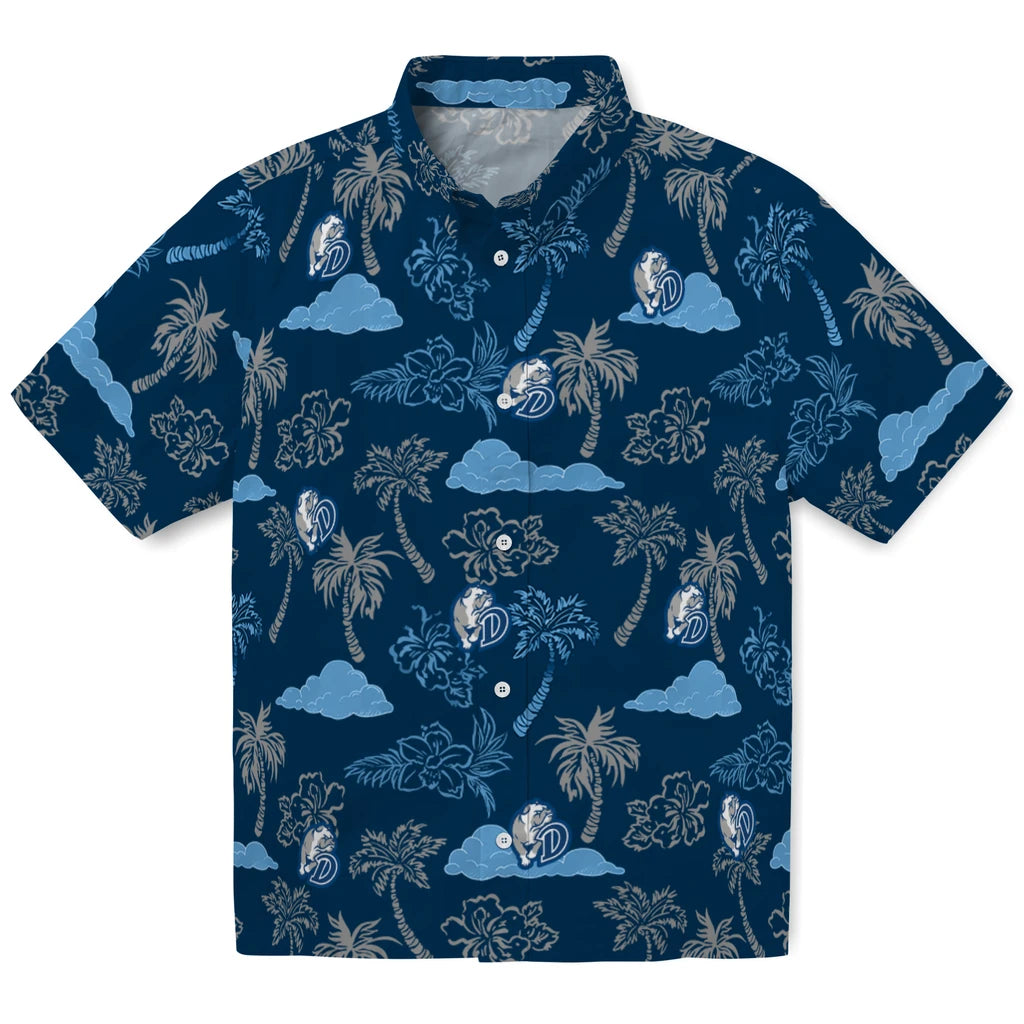 Drake Bulldogs Hawaiian Shirt - Palm And Clouds | Moonbestprint