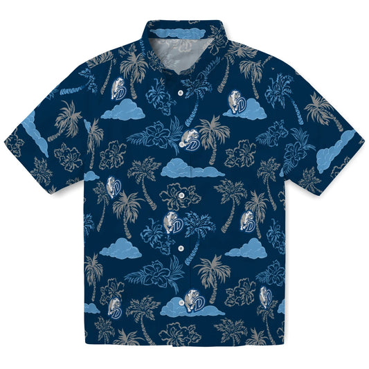 Drake Bulldogs Hawaiian Shirt - Palm And Clouds | Moonbestprint
